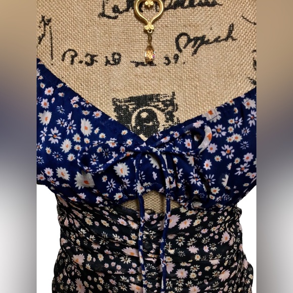 Free People Tessa 2 Tone Ruched Floral Open Back Dress NWOT/Unworn & Darling!!💖 - Picture 6 of 11